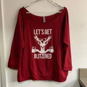 Reindeer Christmas Drinking Sweatshirt Red